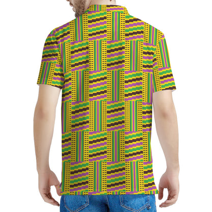 Ghana Kente Pattern Print Men's Polo Shirt