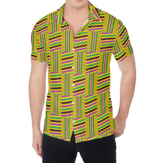 Ghana Kente Pattern Print Men's Shirt