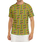 Ghana Kente Pattern Print Men's Short Sleeve Rash Guard