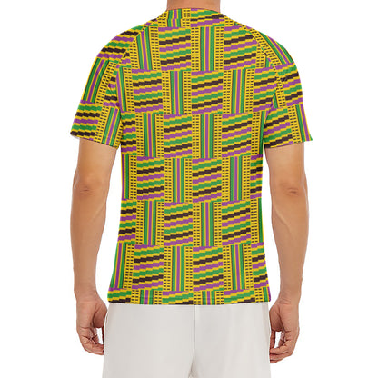 Ghana Kente Pattern Print Men's Short Sleeve Rash Guard