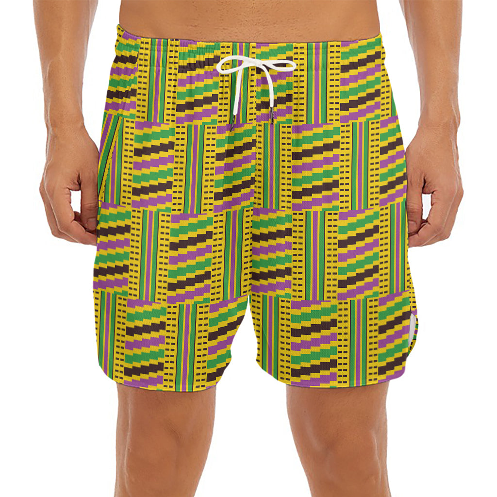 Ghana Kente Pattern Print Men's Split Running Shorts