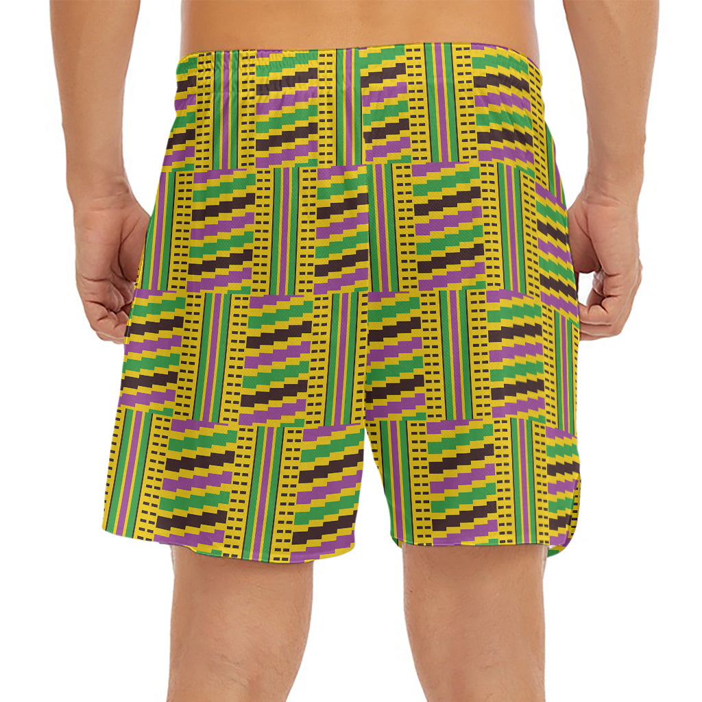Ghana Kente Pattern Print Men's Split Running Shorts