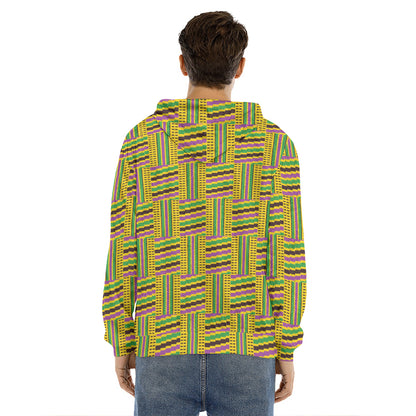 Ghana Kente Pattern Print Men's Velvet Pullover Hoodie