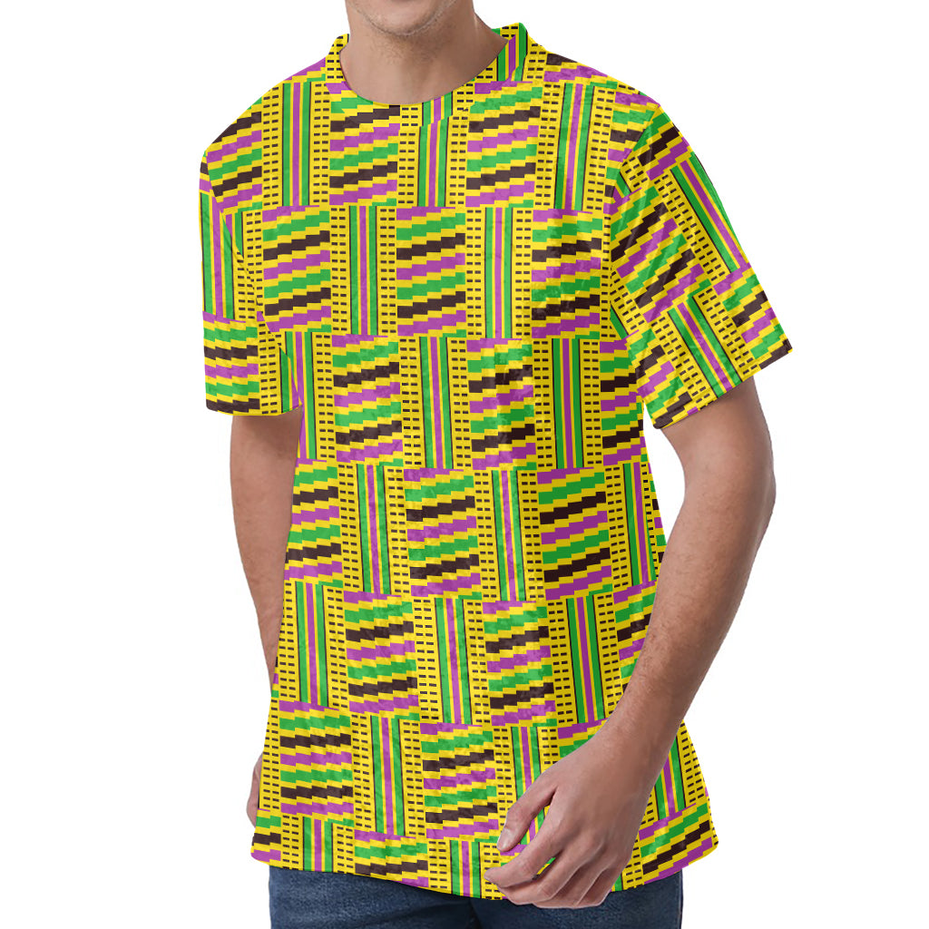 Ghana Kente Pattern Print Men's Velvet T-Shirt