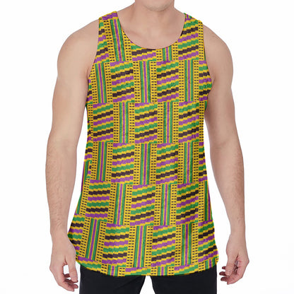 Ghana Kente Pattern Print Men's Velvet Tank Top
