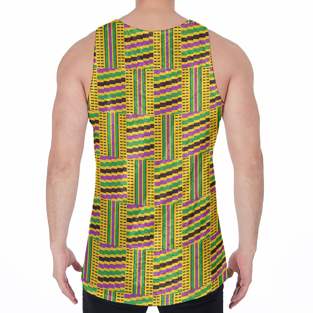 Ghana Kente Pattern Print Men's Velvet Tank Top