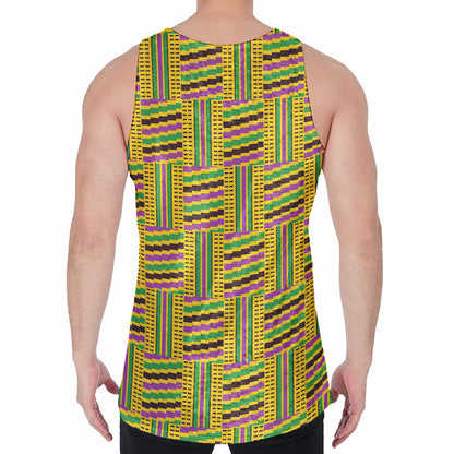 Ghana Kente Pattern Print Men's Velvet Tank Top