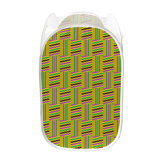 Ghana Kente Pattern Print Mesh Laundry Hamper