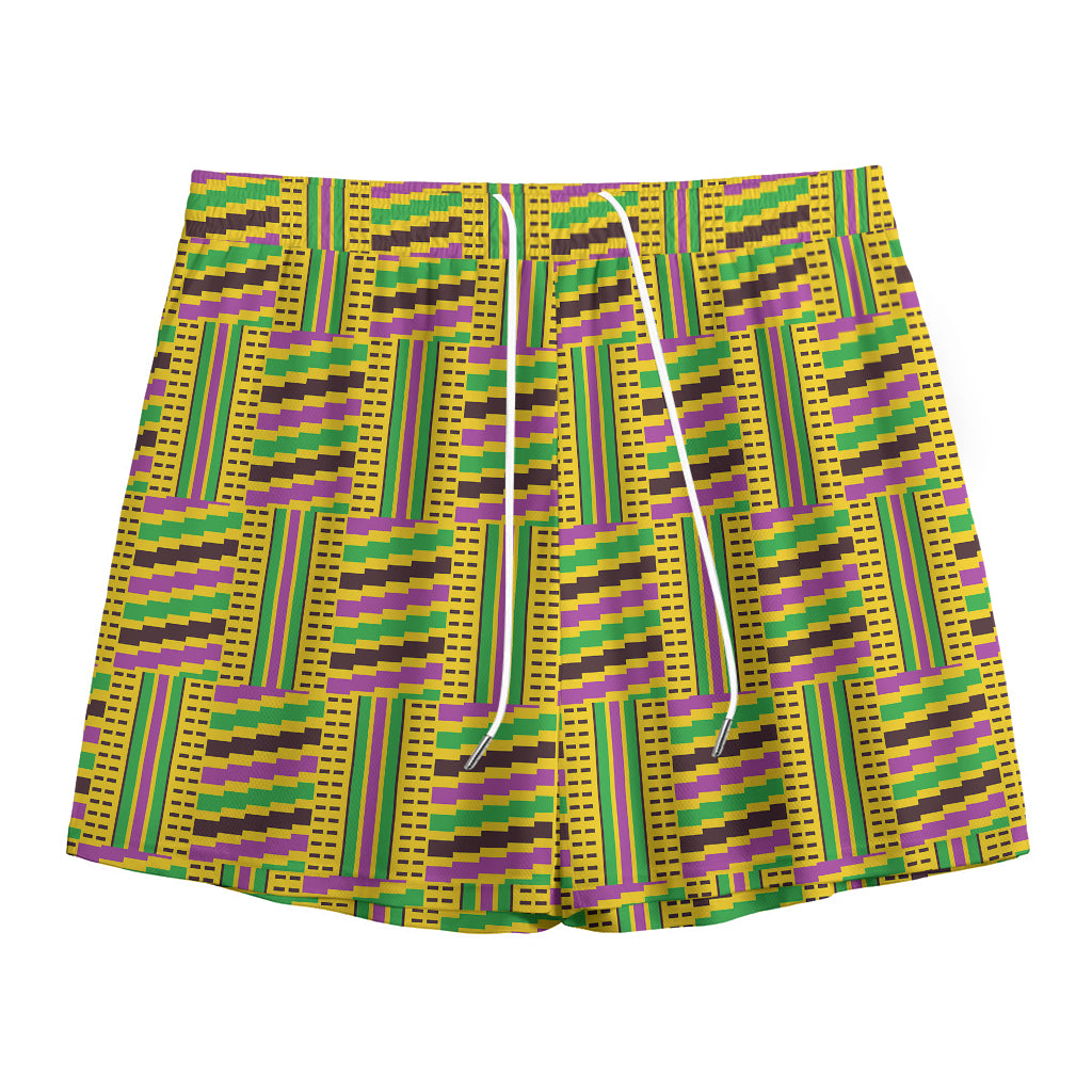 Ghana Kente Pattern Print Mesh Shorts