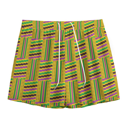Ghana Kente Pattern Print Mesh Shorts
