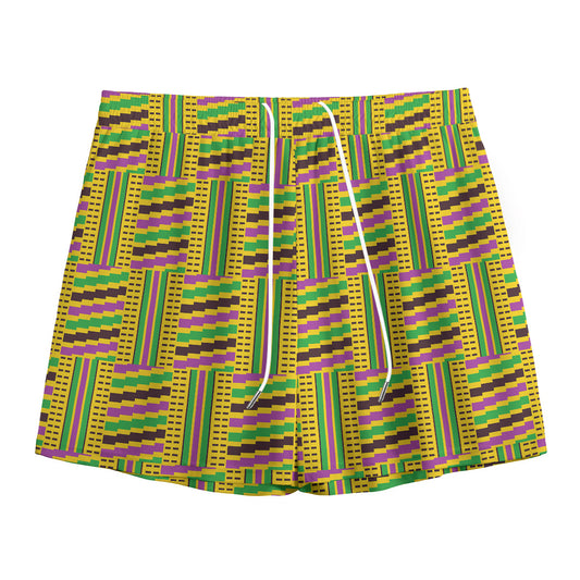 Ghana Kente Pattern Print Mesh Shorts