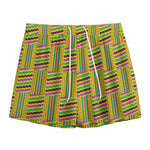 Ghana Kente Pattern Print Mesh Shorts