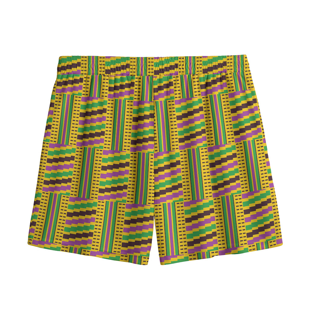 Ghana Kente Pattern Print Mesh Shorts