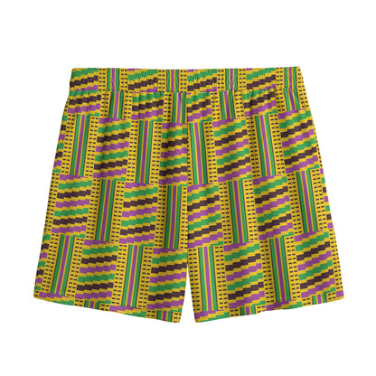 Ghana Kente Pattern Print Mesh Shorts