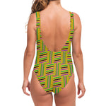 Ghana Kente Pattern Print One Piece Swimsuit