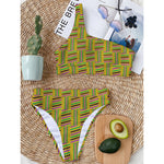 Ghana Kente Pattern Print One Shoulder Bikini Top