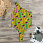 Ghana Kente Pattern Print One Shoulder Bodysuit
