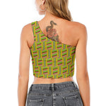 Ghana Kente Pattern Print One Shoulder Crop Top