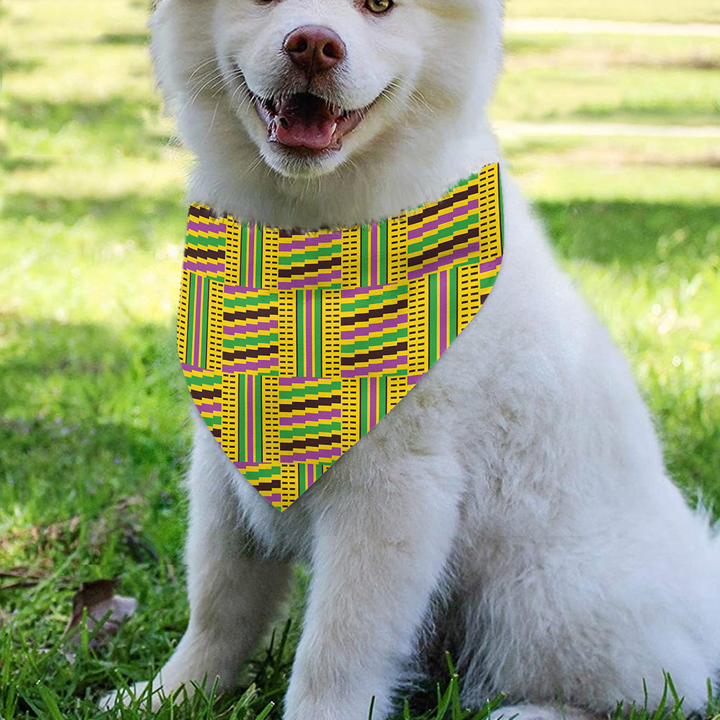 Ghana Kente Pattern Print Over The Collar Dog Bandana