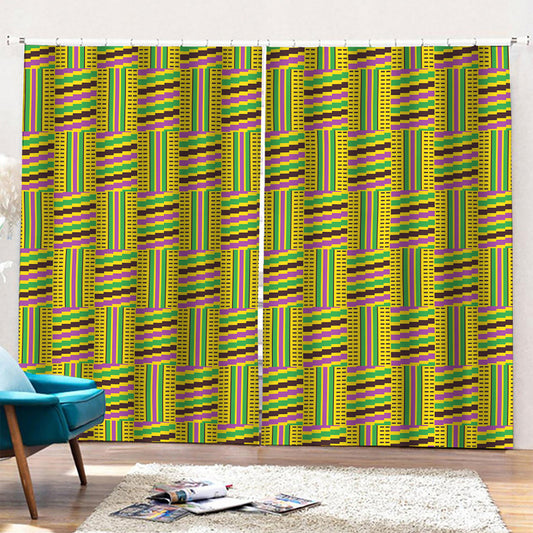 Ghana Kente Pattern Print Pencil Pleat Curtains