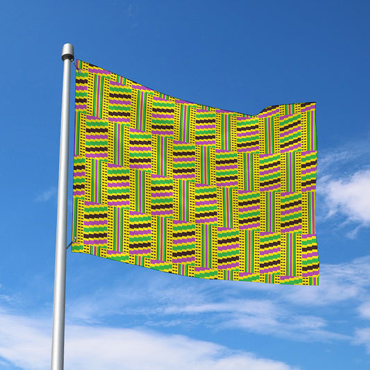 Ghana Kente Pattern Print Polyester Flag