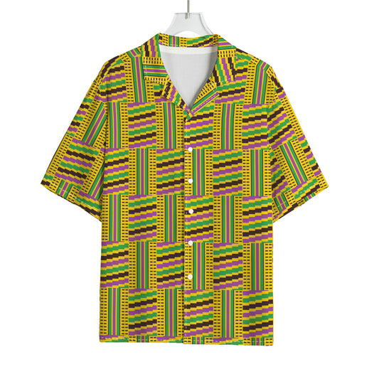 Ghana Kente Pattern Print Rayon Hawaiian Shirt