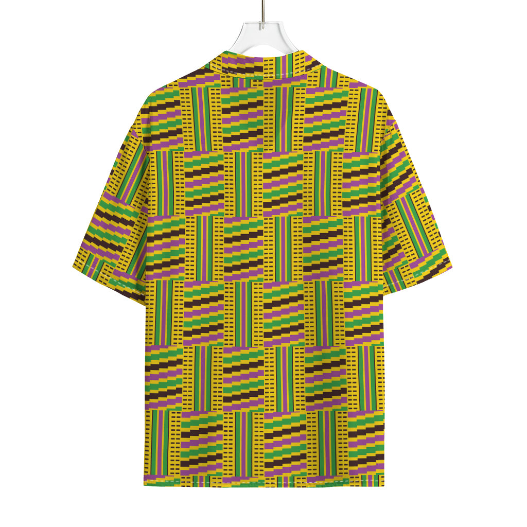 Ghana Kente Pattern Print Rayon Hawaiian Shirt