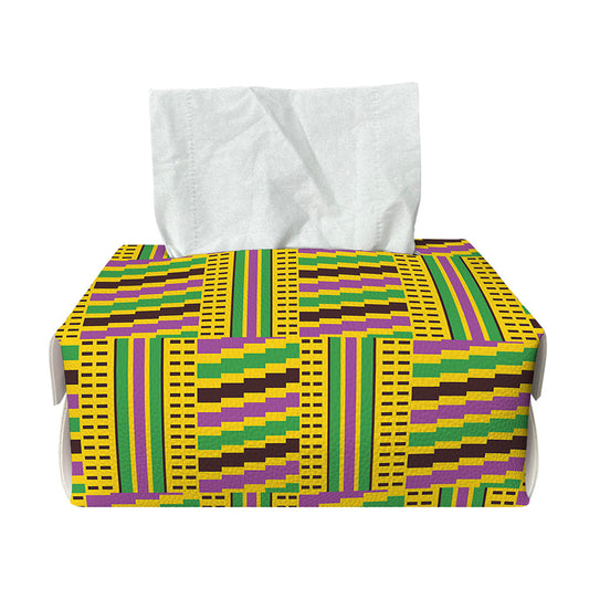 Ghana Kente Pattern Print Rectangle Tissue Box Cover