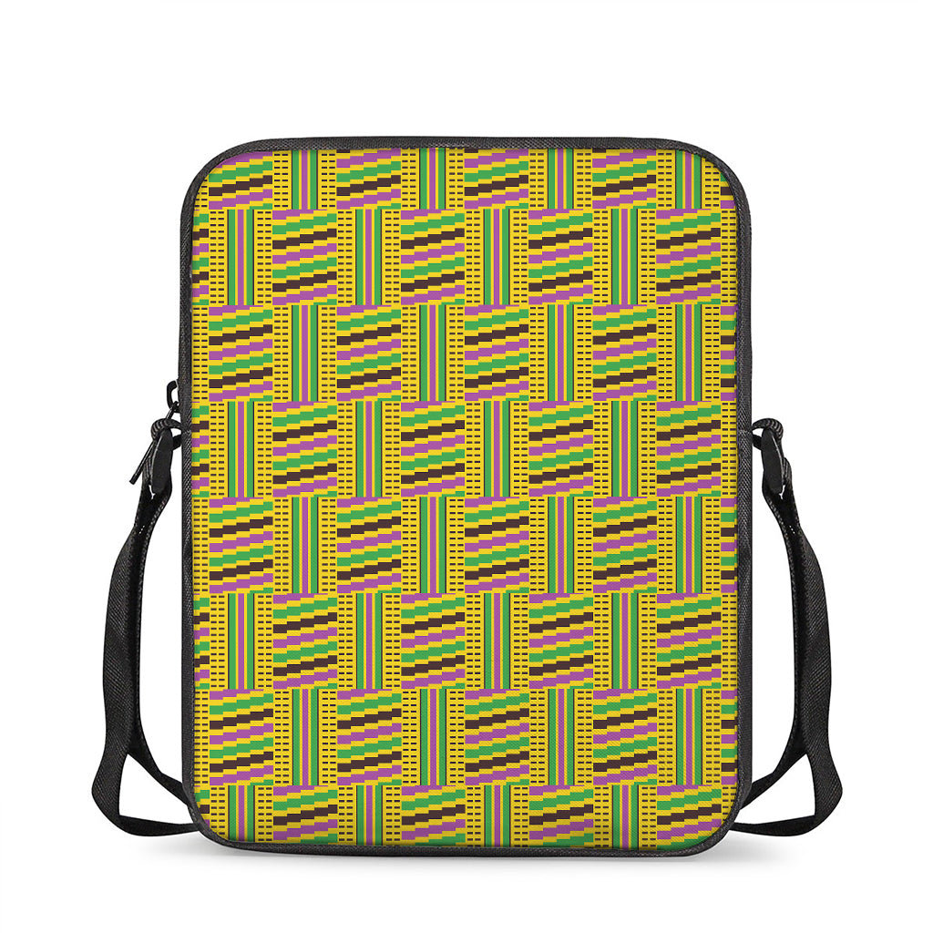 Ghana Kente Pattern Print Rectangular Crossbody Bag