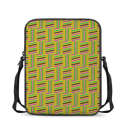 Ghana Kente Pattern Print Rectangular Crossbody Bag