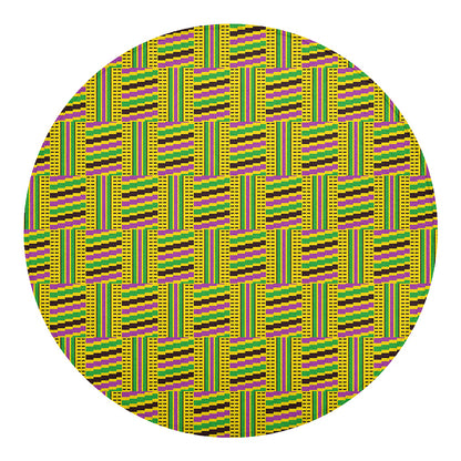 Ghana Kente Pattern Print Round Blanket