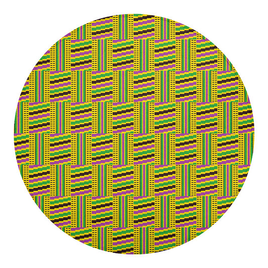 Ghana Kente Pattern Print Round Blanket