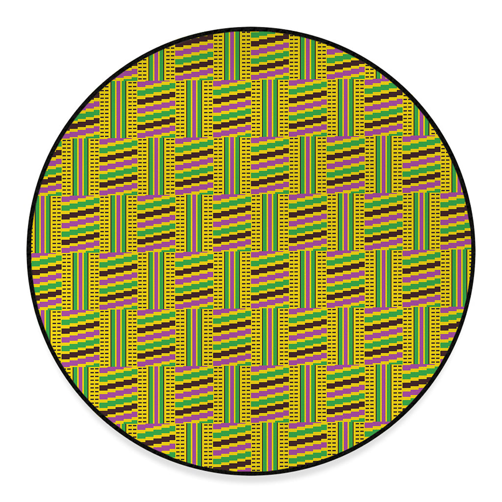Ghana Kente Pattern Print Round Floor Mat