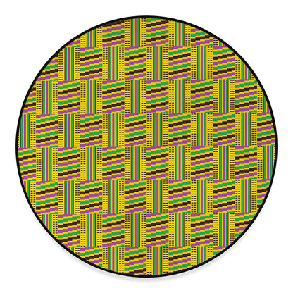 Ghana Kente Pattern Print Round Floor Mat