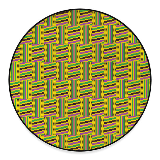 Ghana Kente Pattern Print Round Floor Mat