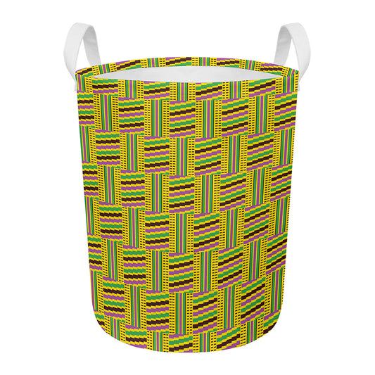 Ghana Kente Pattern Print Round Laundry Basket