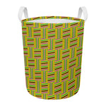 Ghana Kente Pattern Print Round Laundry Basket