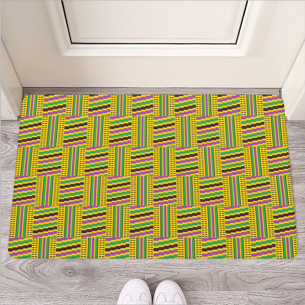 Ghana Kente Pattern Print Rubber Doormat