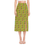 Ghana Kente Pattern Print Side Slit Midi Skirt