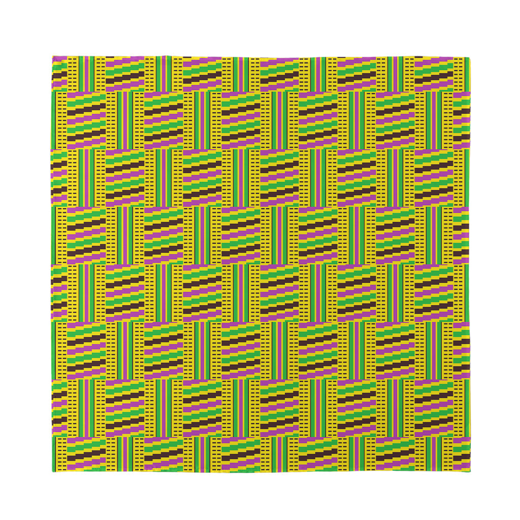 Ghana Kente Pattern Print Silk Bandana