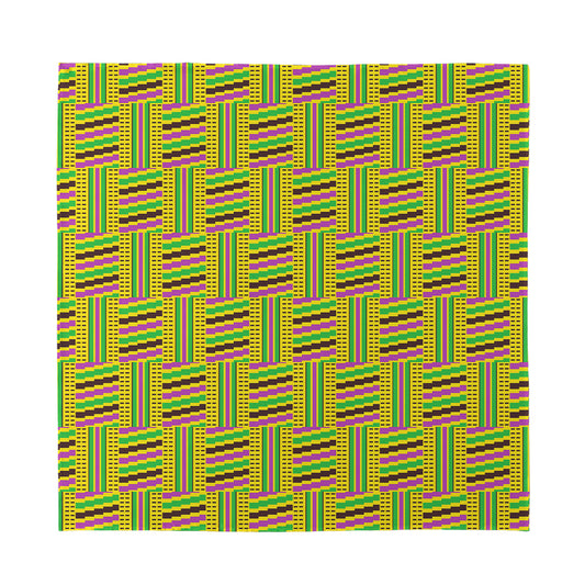 Ghana Kente Pattern Print Silk Bandana
