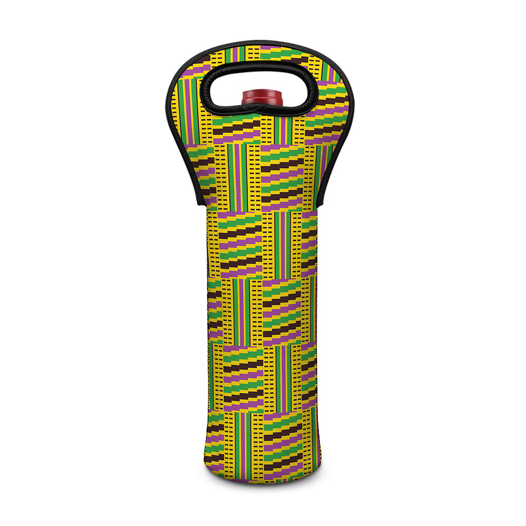 Ghana Kente Pattern Print Single Neoprene Wine Tote