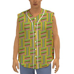 Ghana Kente Pattern Print Sleeveless Baseball Jersey