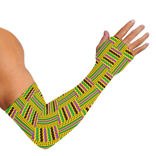 Ghana Kente Pattern Print Sun Protection Arm Sleeves