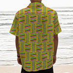 Ghana Kente Pattern Print Textured Short Sleeve Shirt
