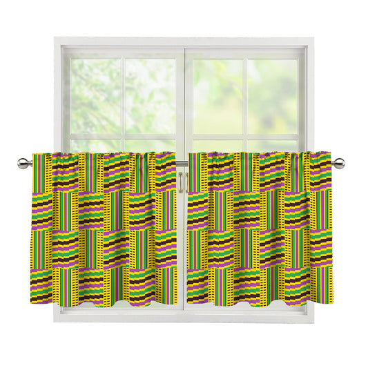 Ghana Kente Pattern Print Tier Curtains