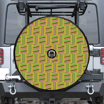 Ghana Kente Pattern Print Tire Cover With Camera Hole