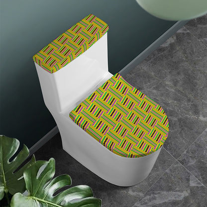 Ghana Kente Pattern Print Toilet Lid And Tank Cover Set