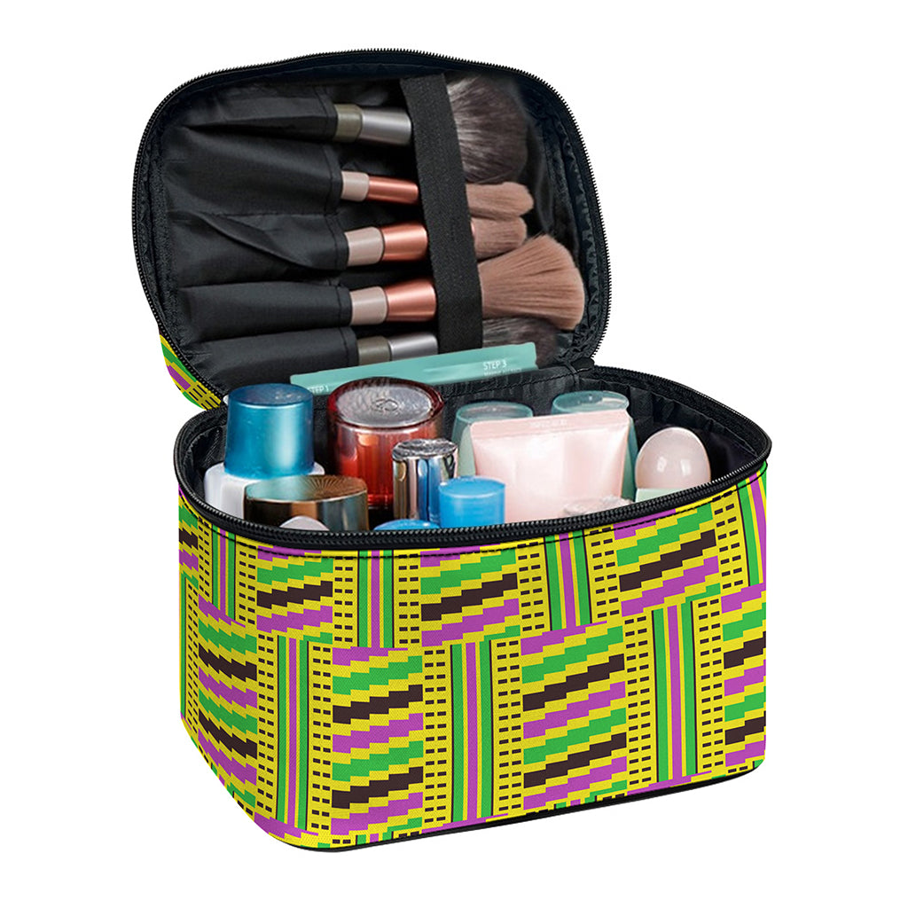 Ghana Kente Pattern Print Travel Makeup Bag