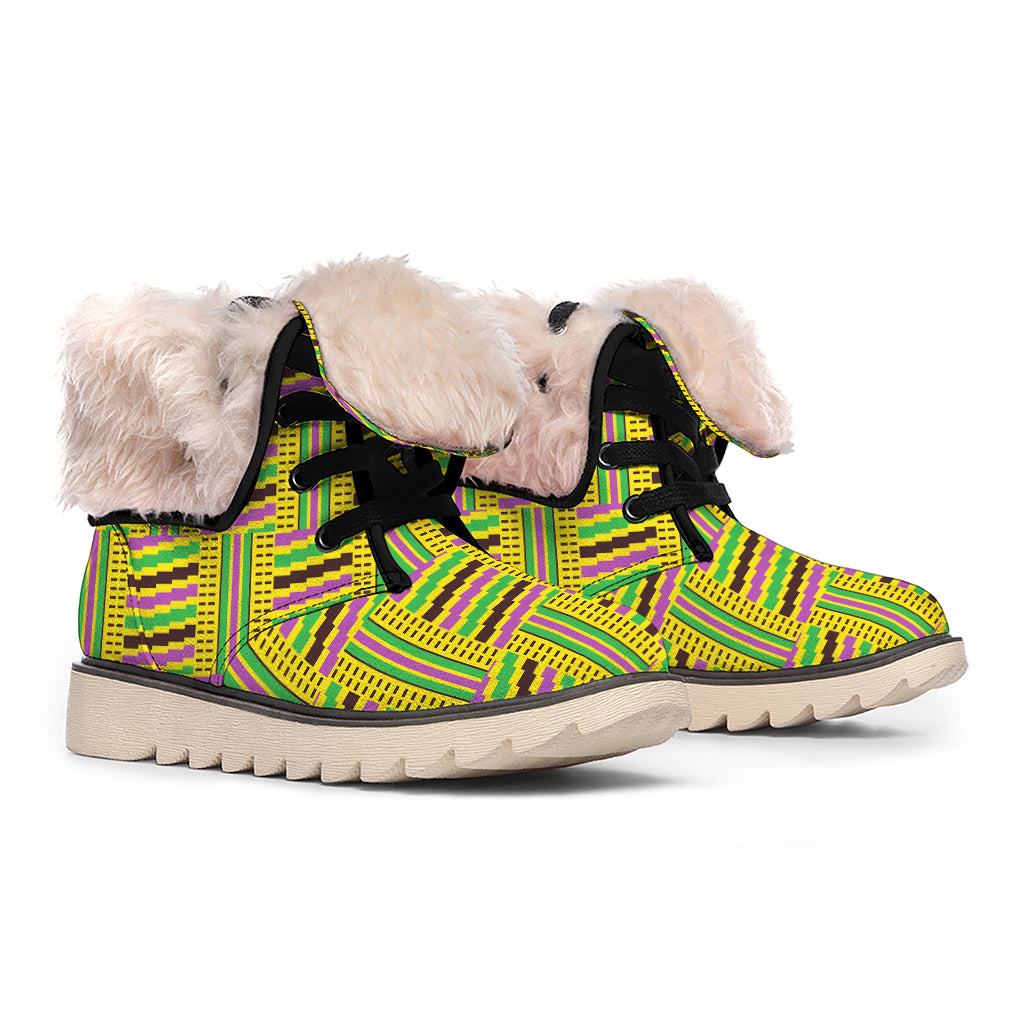 Ghana Kente Pattern Print Winter Boots